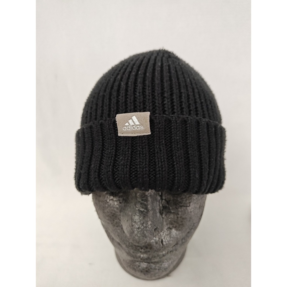Adidas‎ Cuffed Beanie Logo Hat Black Knit Warm Casual Unisex Trefoils Logo
